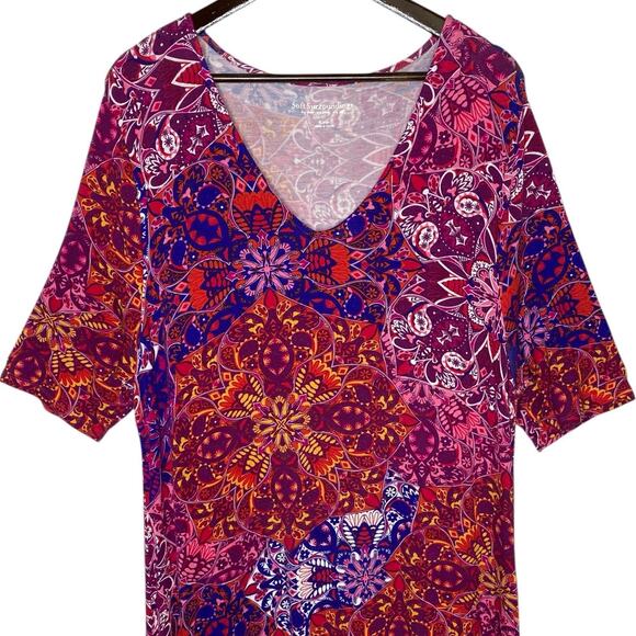 Soft Surroundings Maxi Dress Pink Mixed Boho Print size XL - Picture 2 of 5